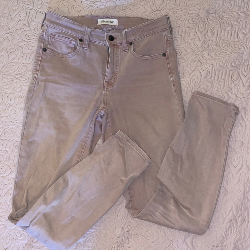 Madewell size 25 9” high riser skinny skinny crop in dusty rose color